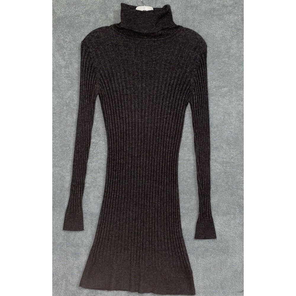 BCBG‎ Maxazria Dress Womens Large Grey Wool Angora Cashmere Turtleneck Ribbed